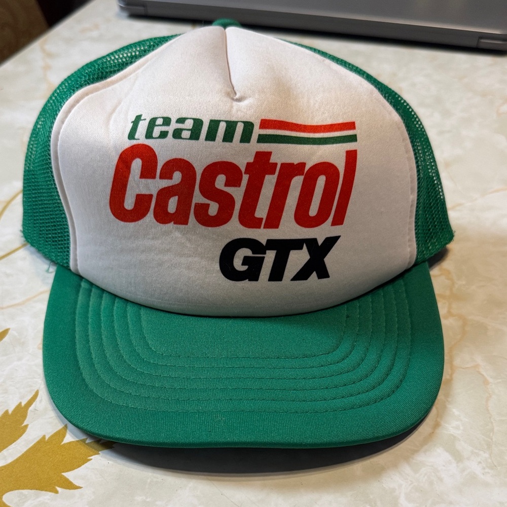 Vintage Team Castrol GTX Green and White Trucker Hat